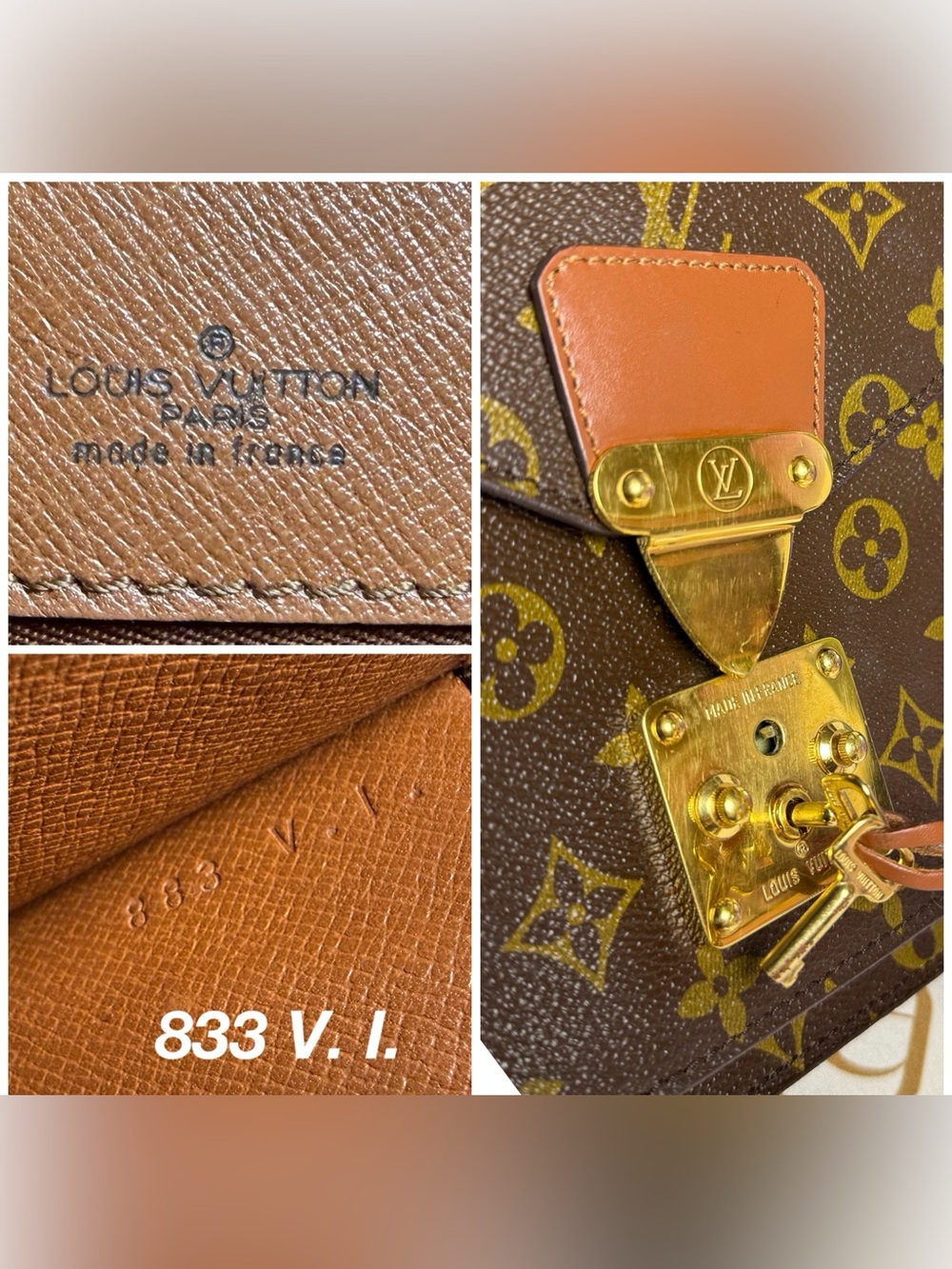 LOUIS VUITTON w/ COA Brown Monogram Medium Crossbody Satchel with Gold Hardware - Picture 13 of 17
